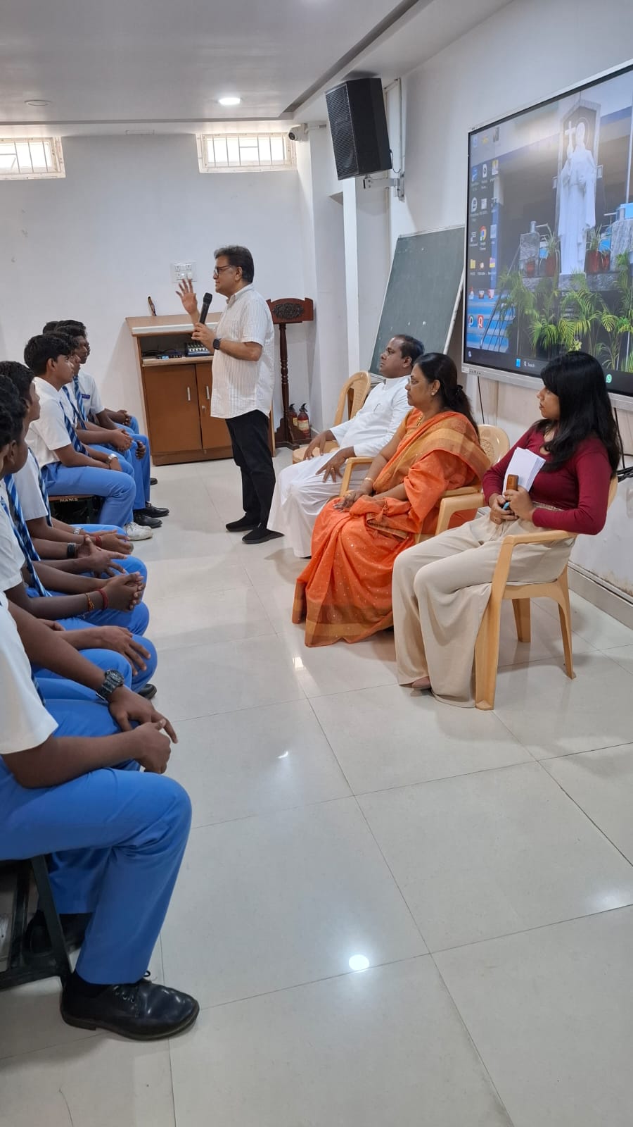 ATA speaker addressing students at Montfort School, Chennai